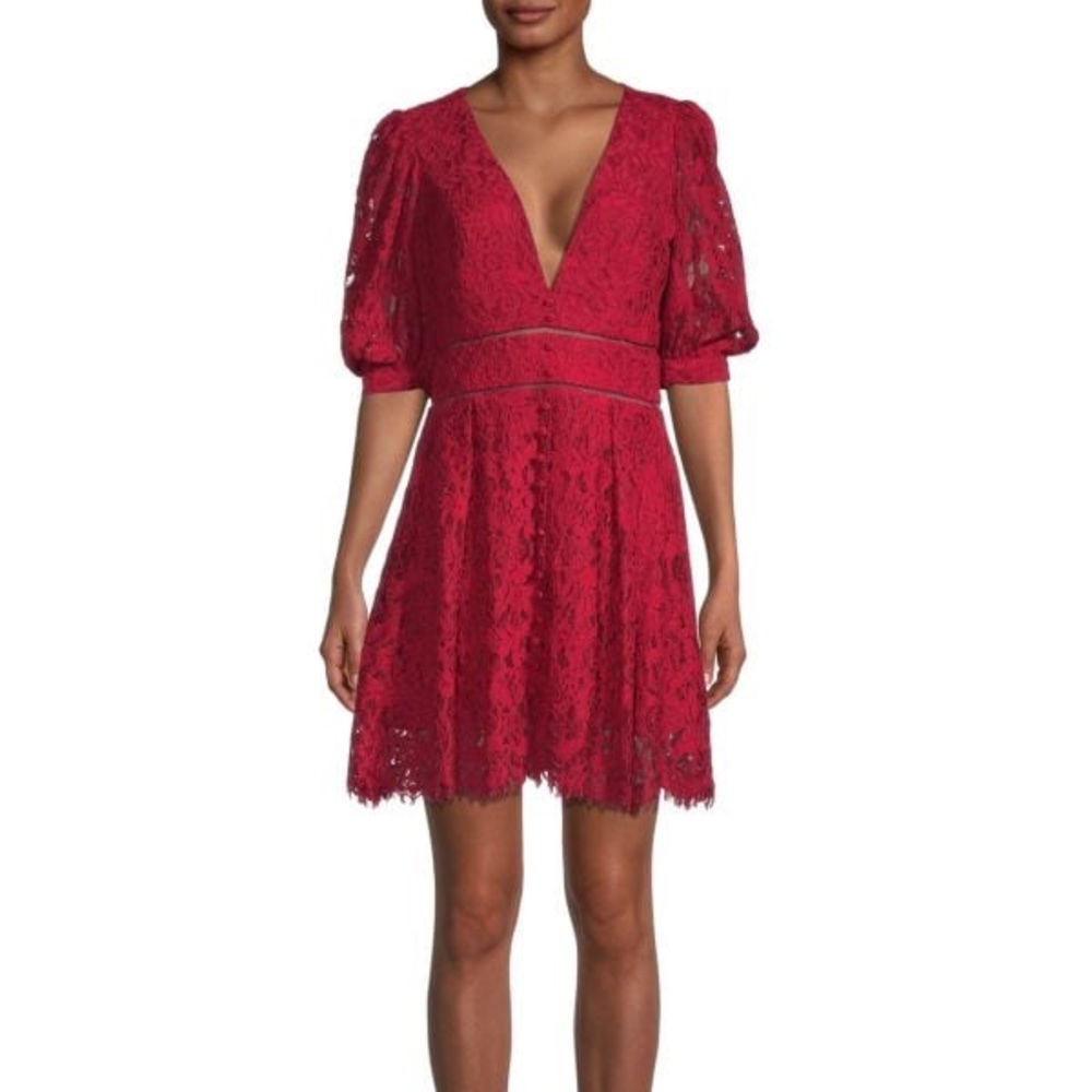 Red lace Bardot dress